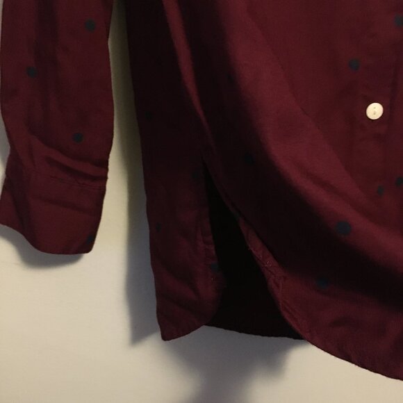 Burgundy & Black Polka Dot Button Down Rayon Shirt - Picture 6 of 15